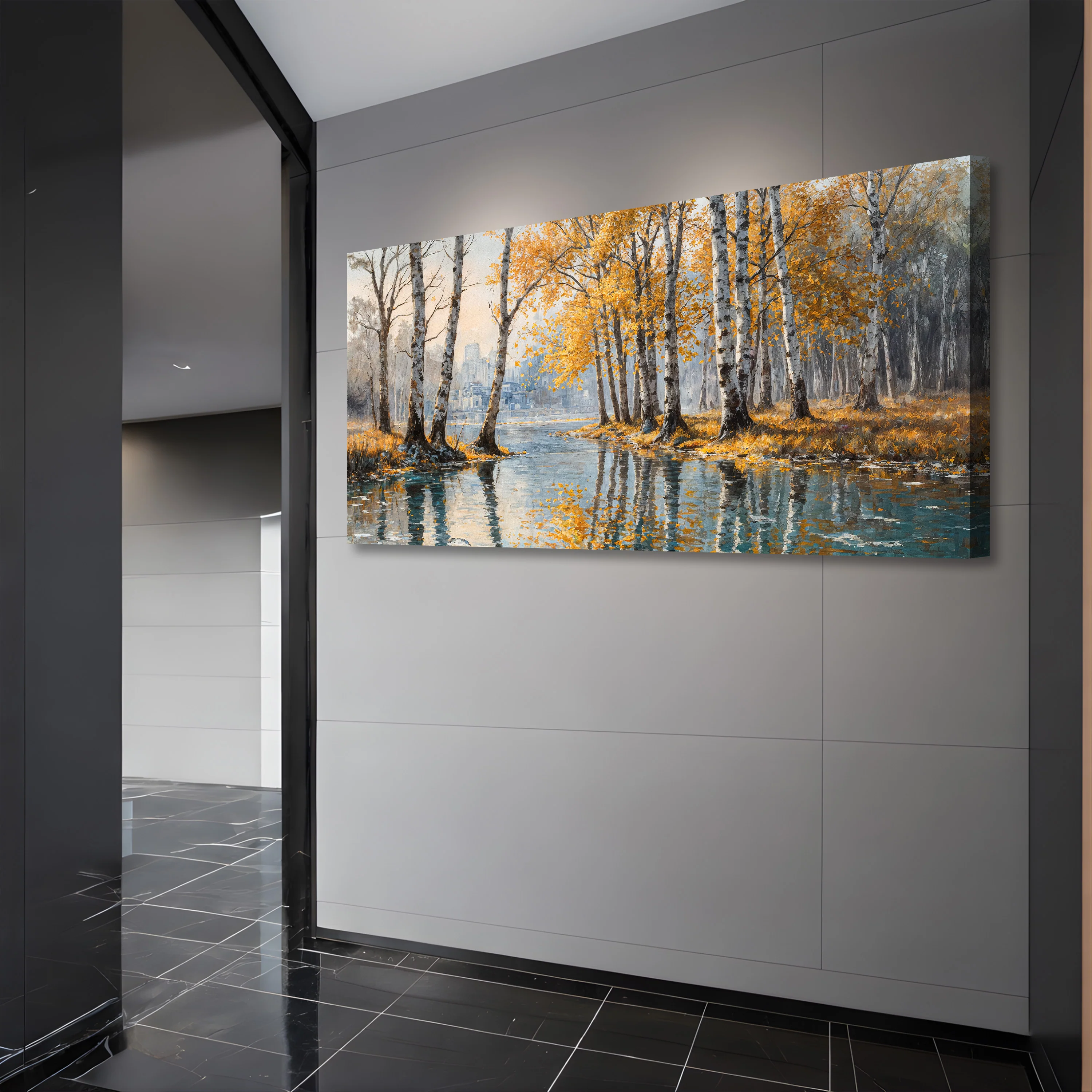Birch Woods Golden Reflections Metal Wall Art - Image 3