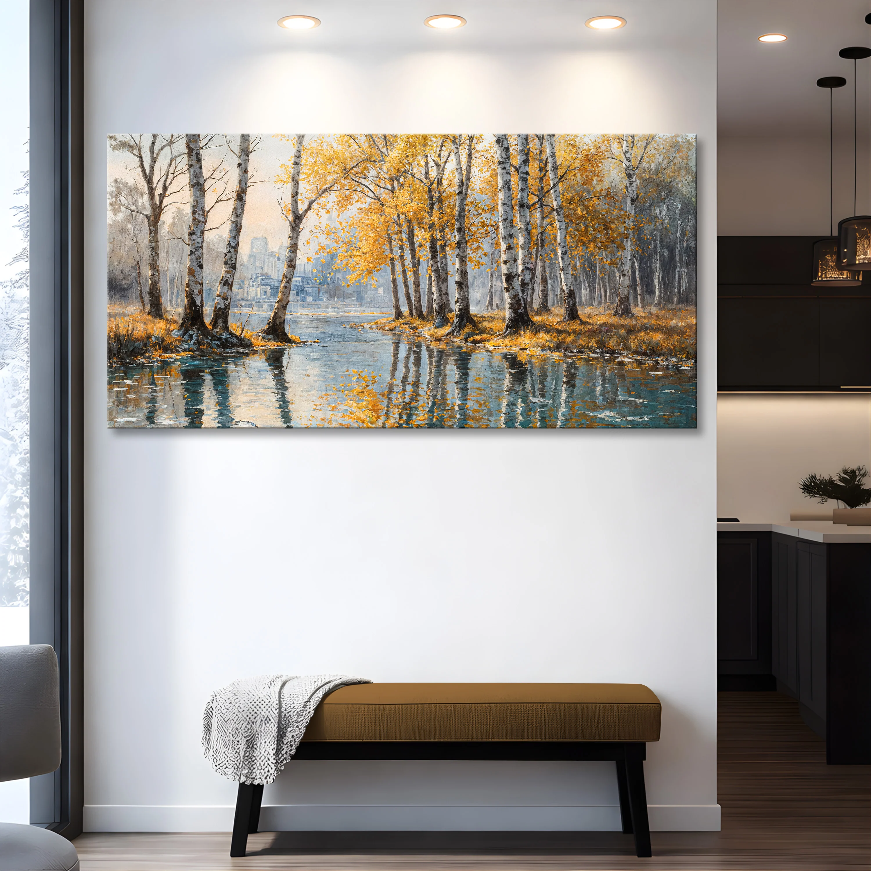 Birch Woods Golden Reflections Metal Wall Art - Image 5