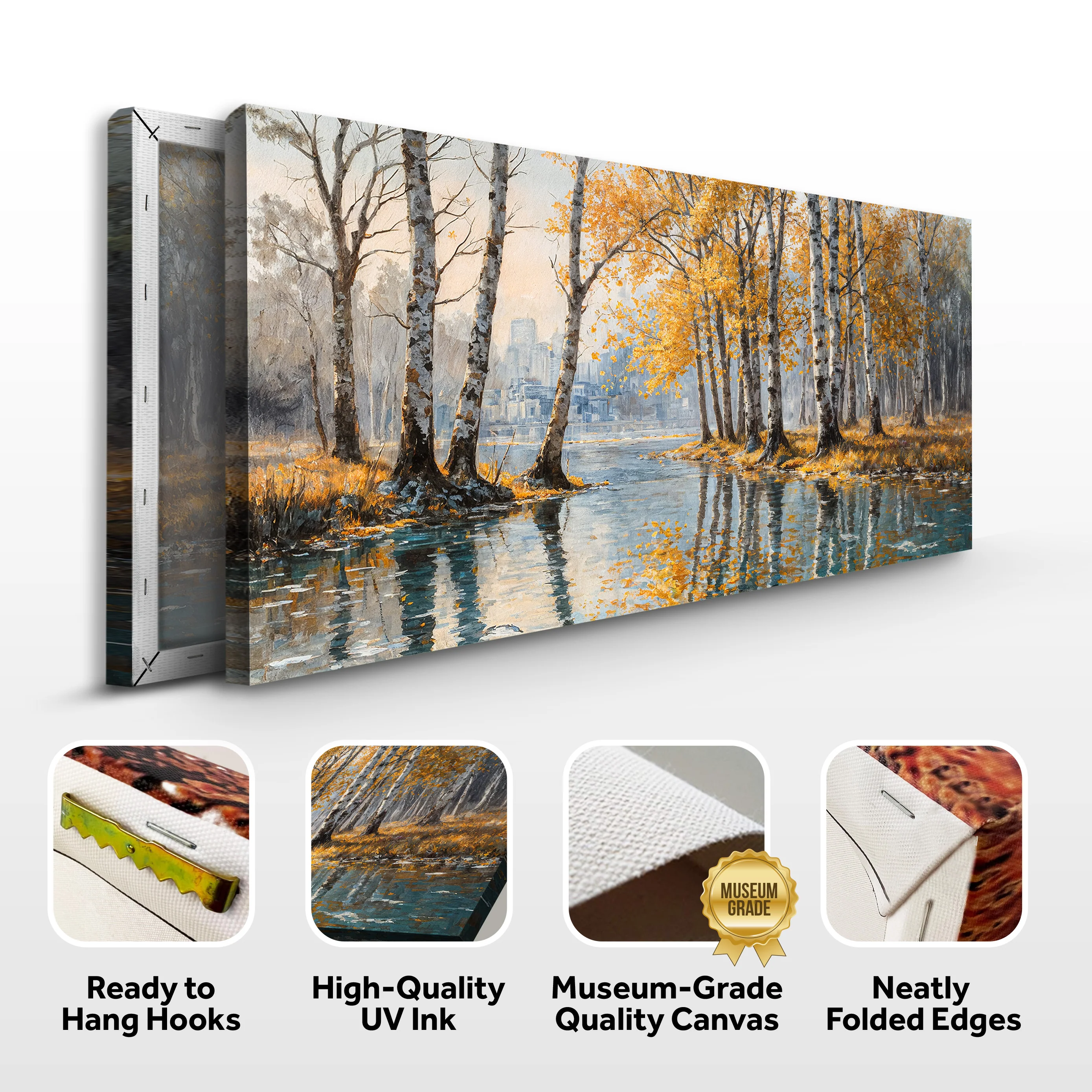Birch Woods Golden Reflections Metal Wall Art - Image 9