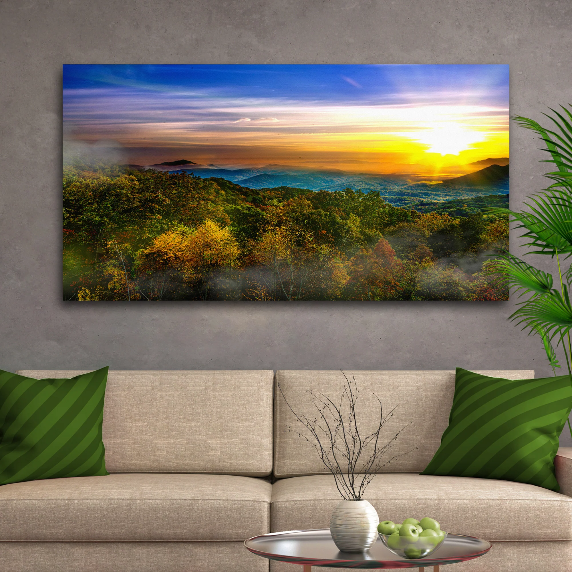 Foggy Mountain At Sunrise Canvas Wall Art - Image 3