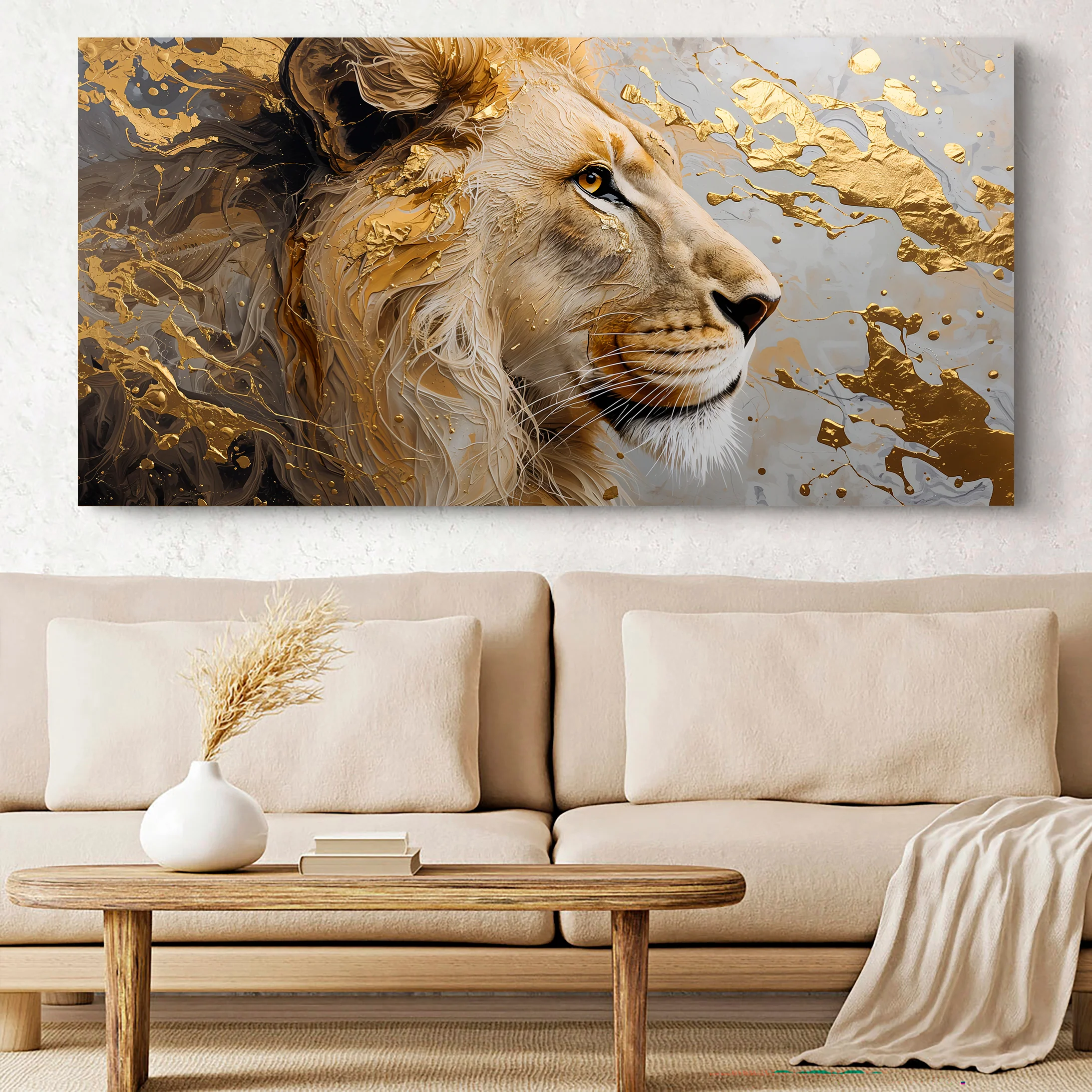 Golden-eyed Lion Abstract Wall Art - Image 3
