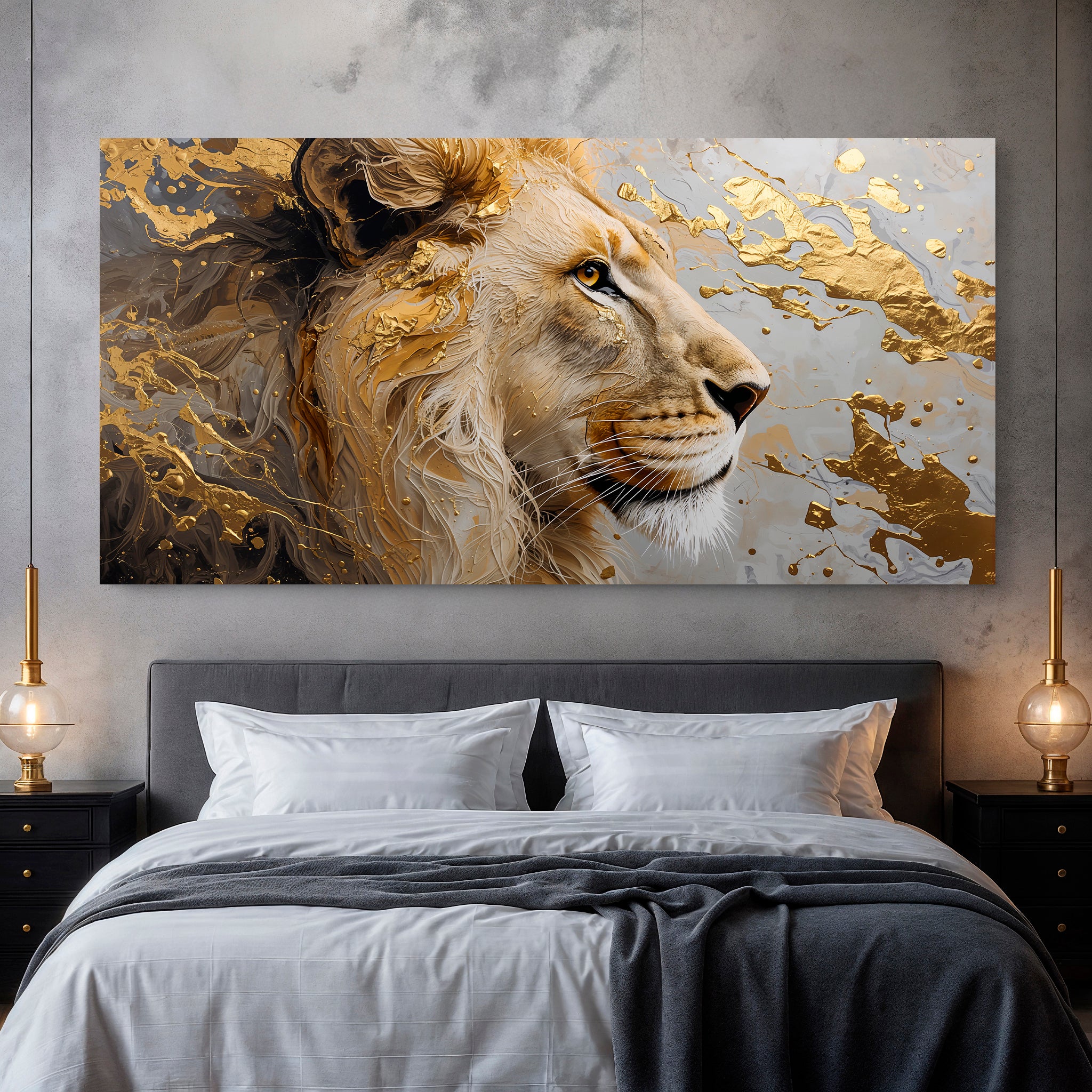 Golden-eyed Lion Abstract Wall Art - Image 4