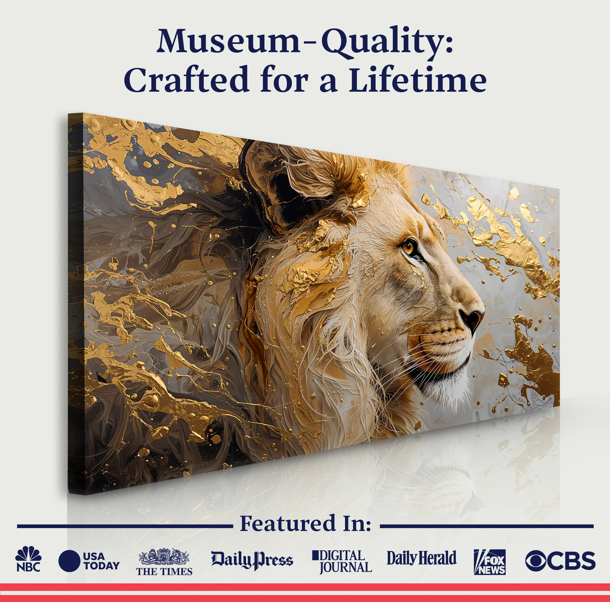 Golden-eyed Lion Abstract Wall Art - Image 6