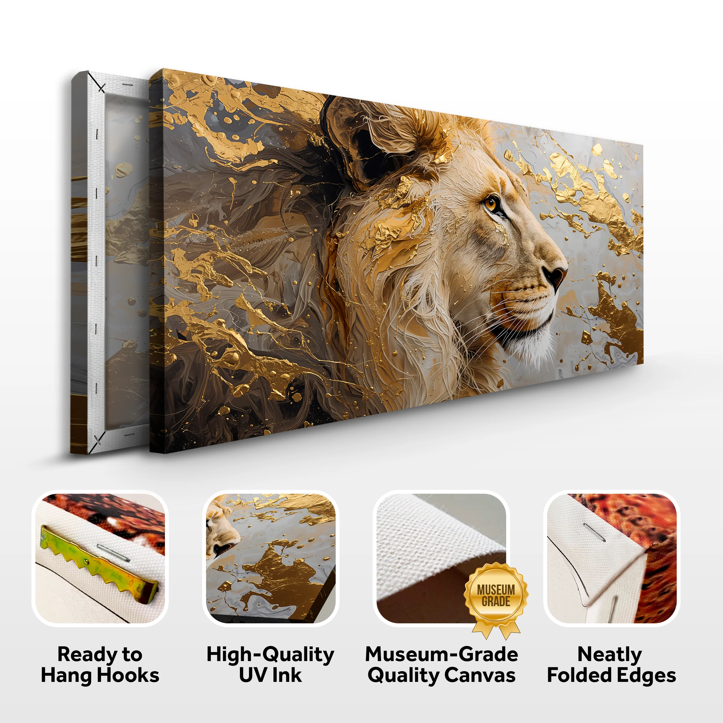 Golden-eyed Lion Abstract Wall Art - Image 8