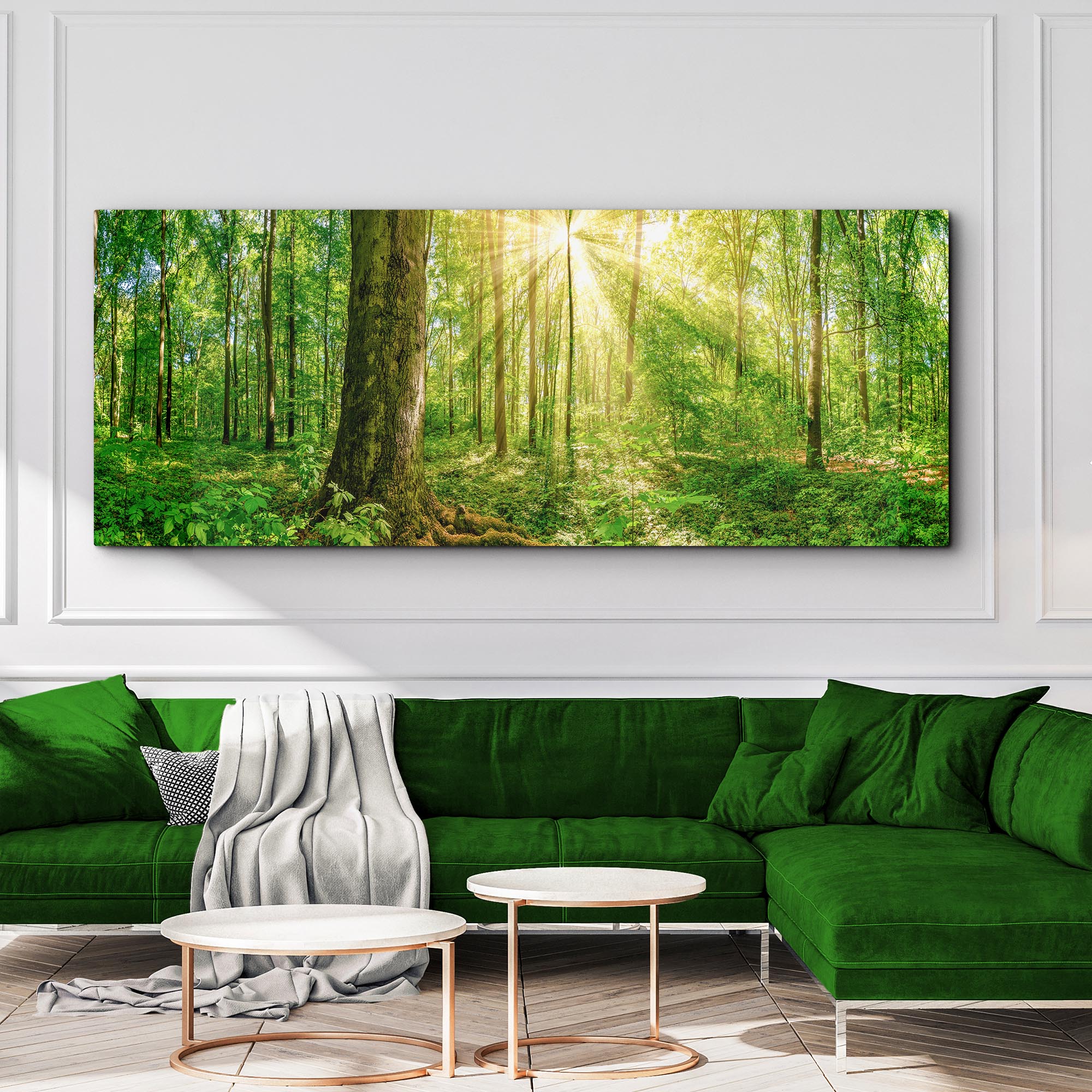 Golden Rays Into The Forest Canvas Wall Art - Image 3