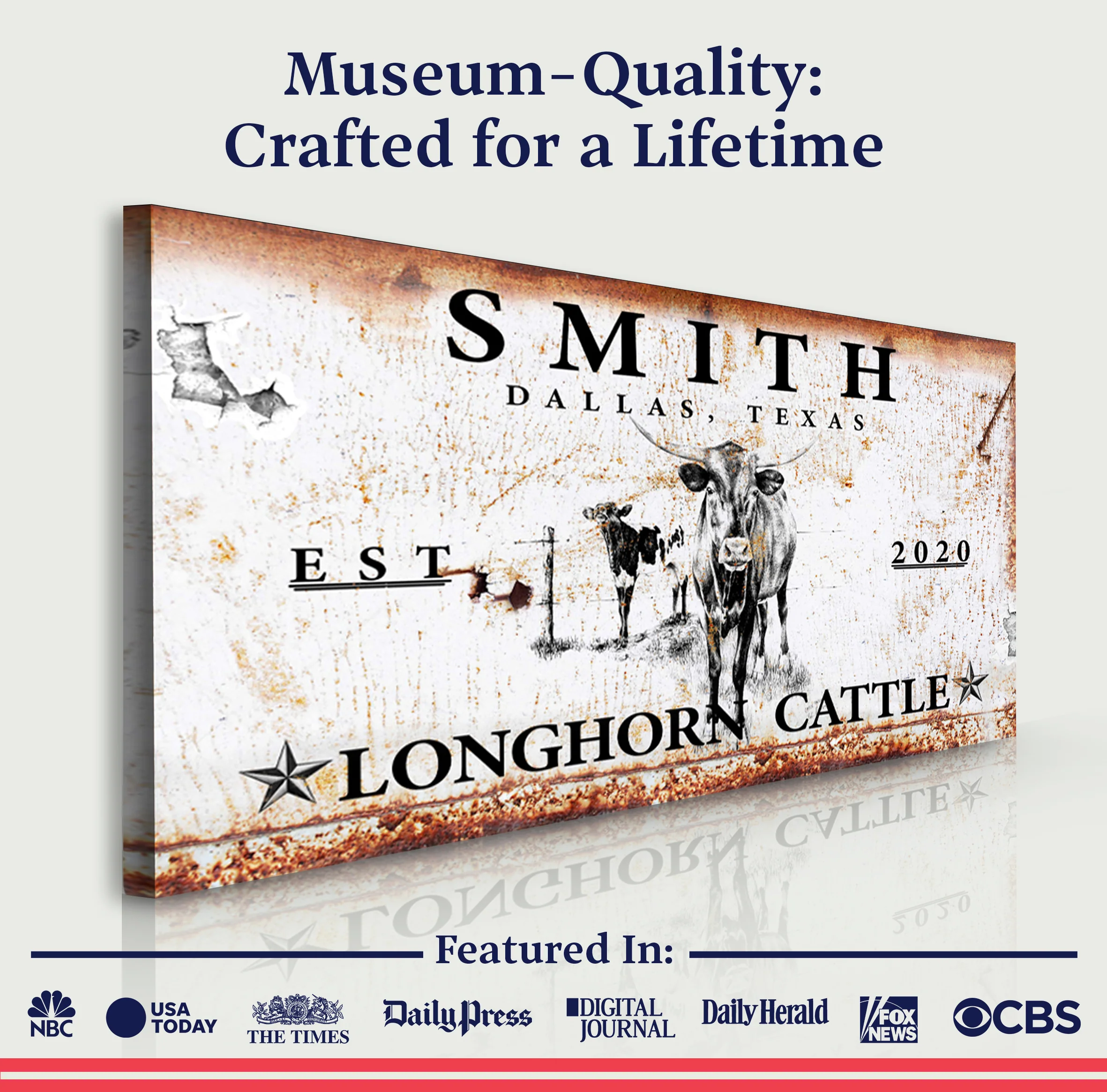 Longhorn Rustic Cattle Sign II - Image 3