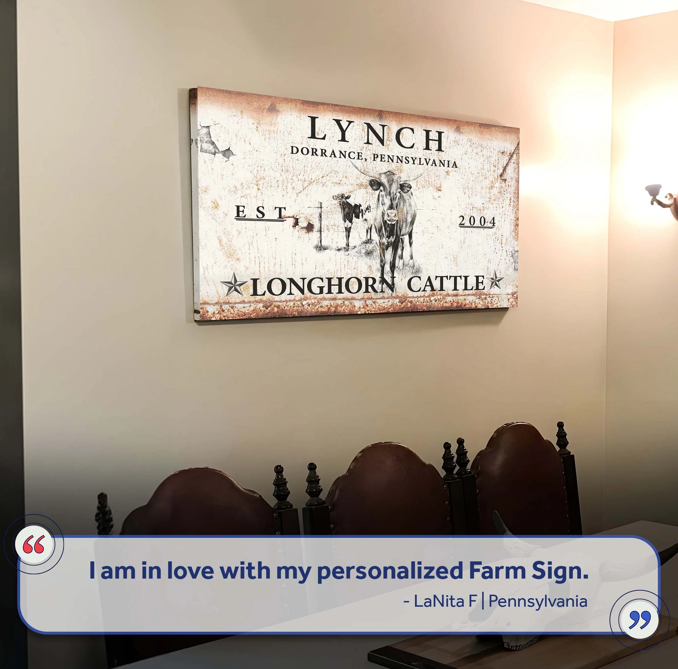 Longhorn Rustic Cattle Sign II - Image 7