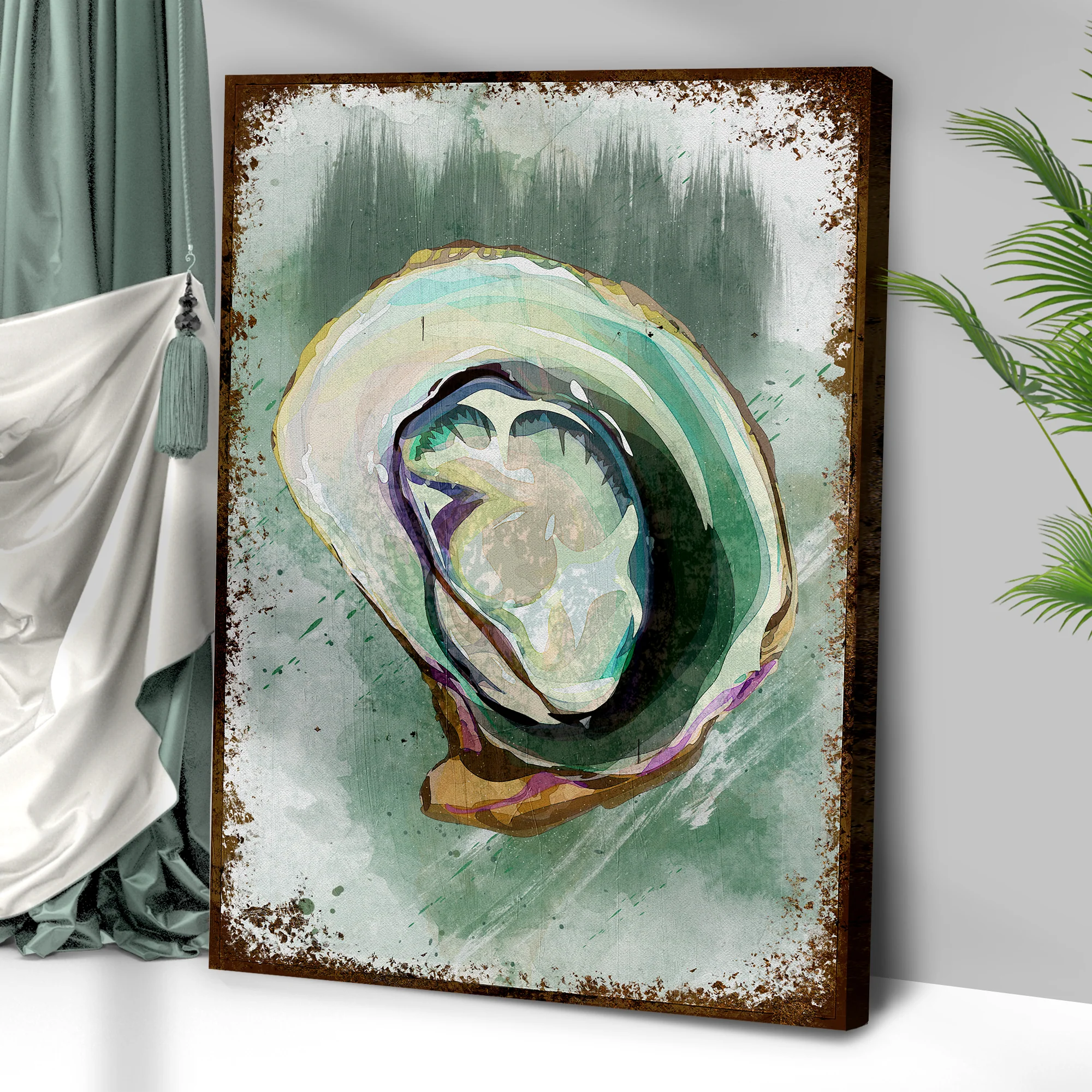 Oyster Shell Abstract Portrait Canvas Wall Art - Image 3