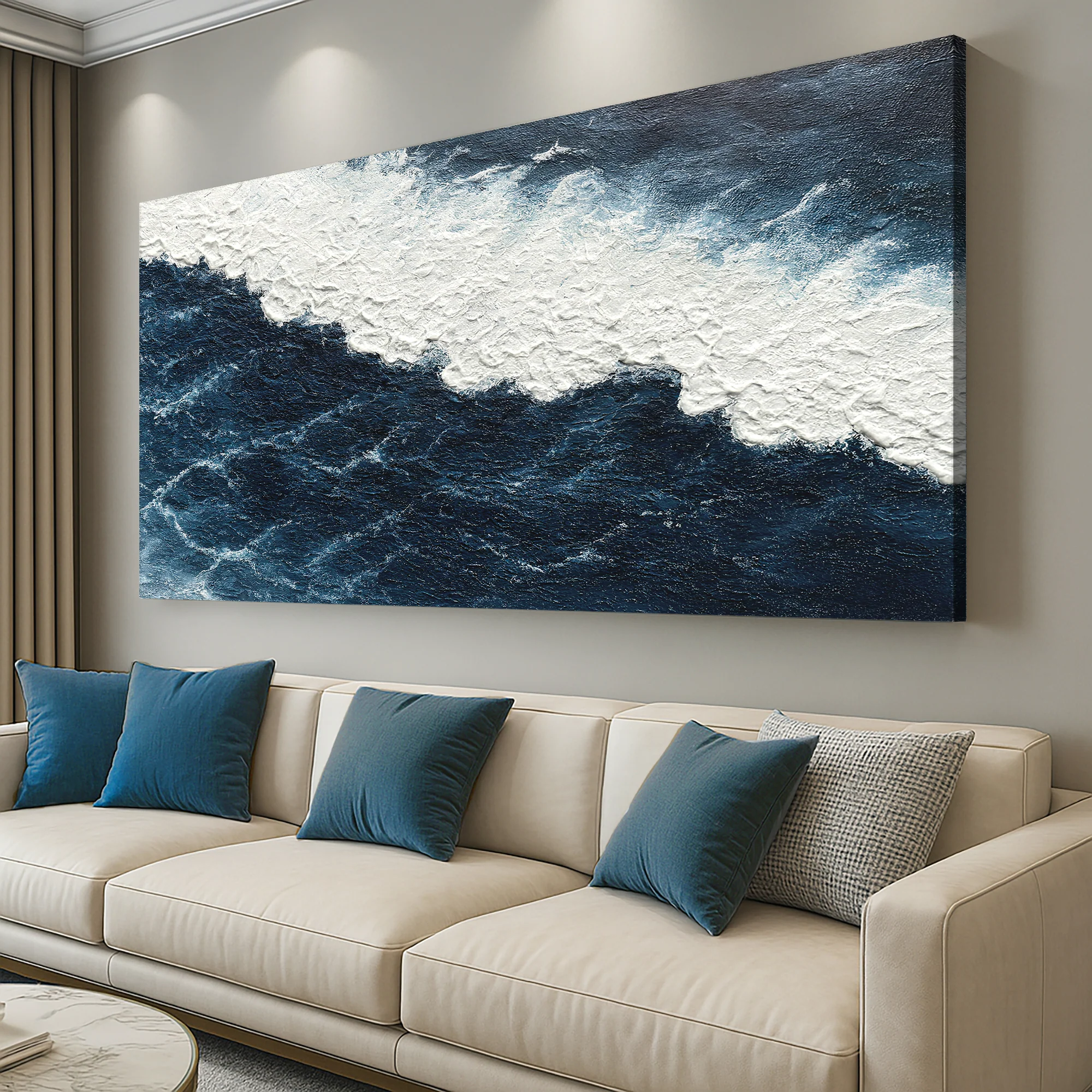 The Blue Waves Abstract Wall Art - Image 3