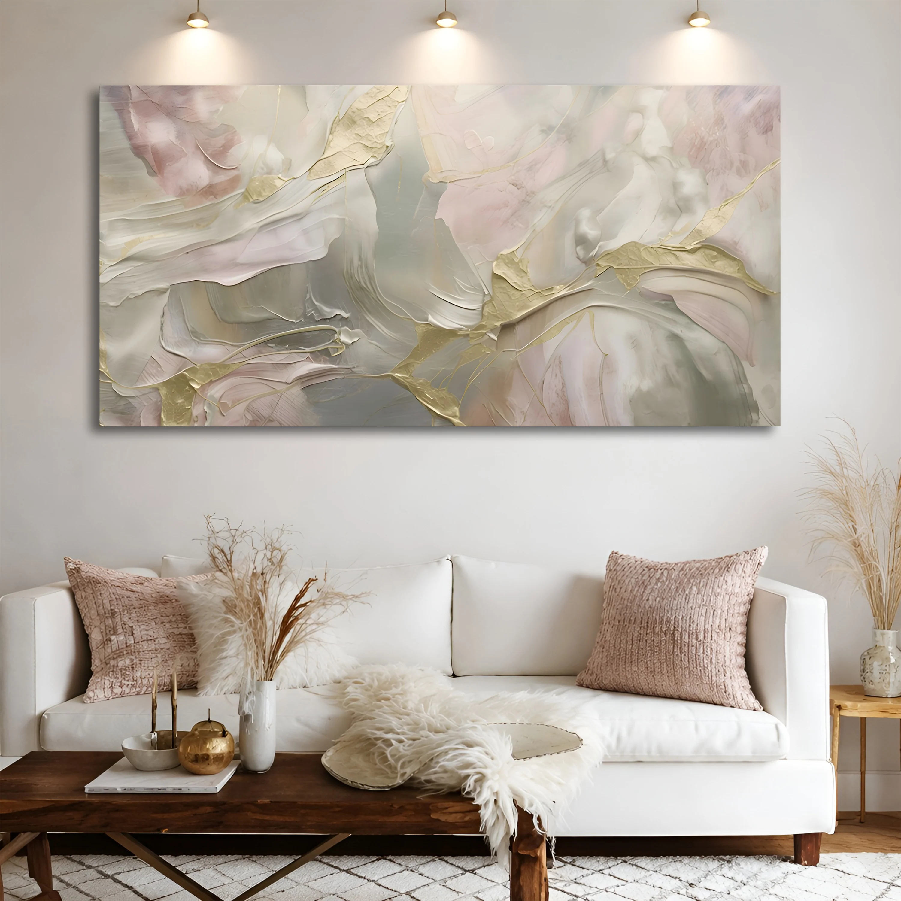 Whispered Gold Abstract Wall Art - Image 3