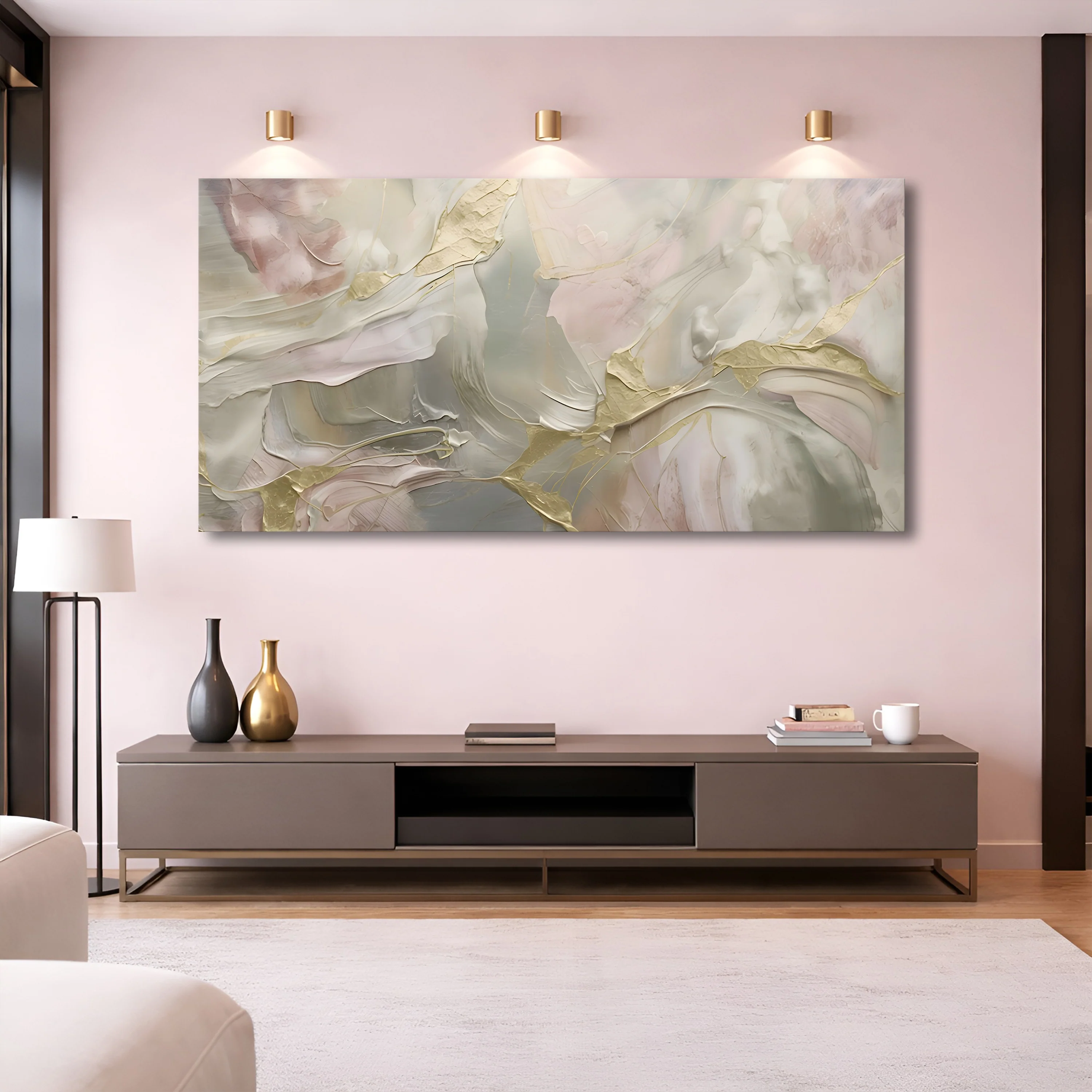 Whispered Gold Abstract Wall Art - Image 5
